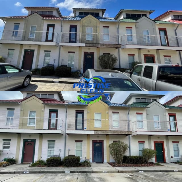 Apartment building before and after cleaning