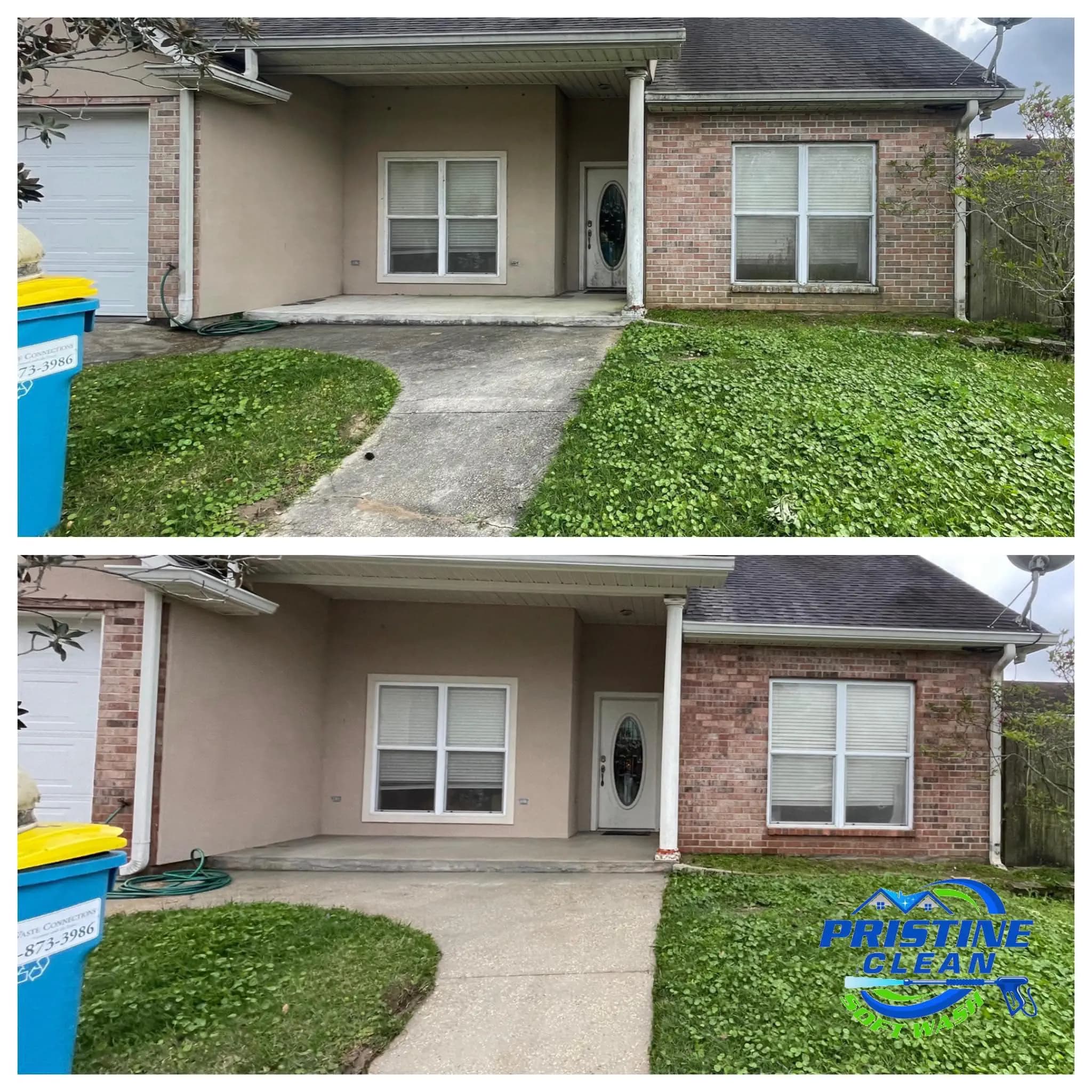 Before and after of house washing