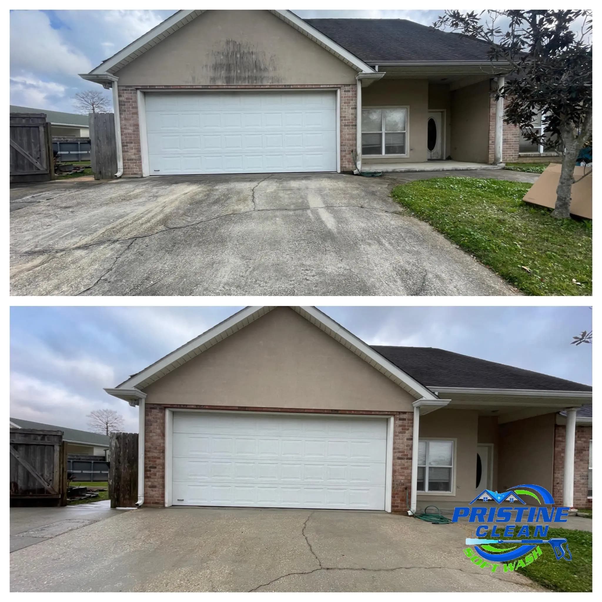 Before and after of house washing