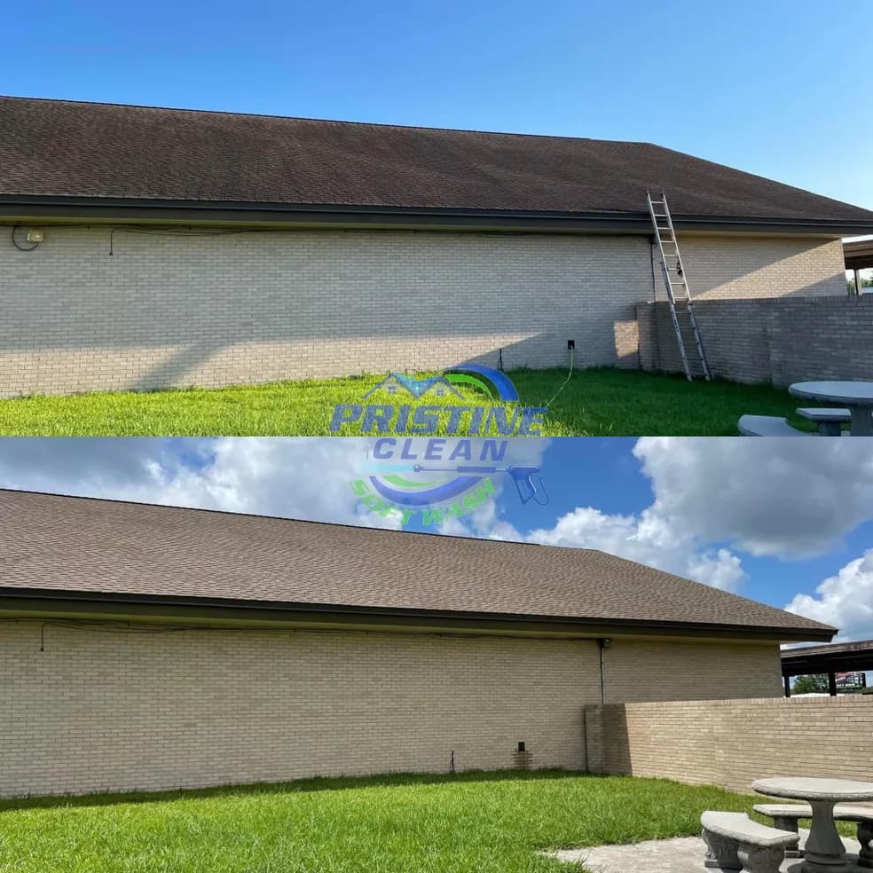 Before and after of roof cleaning