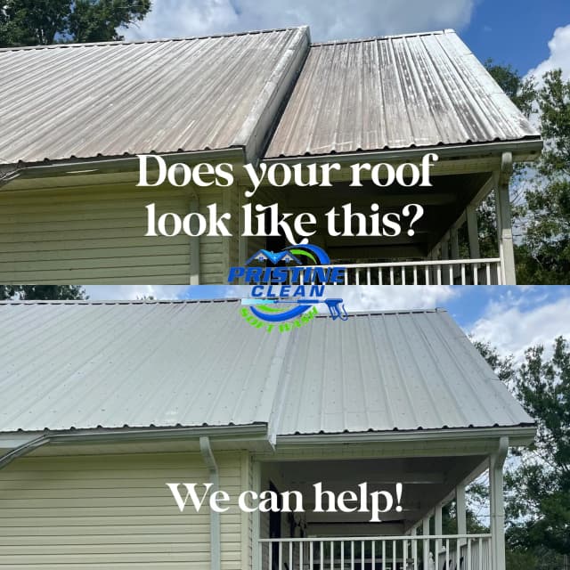 Roof before and after cleaning comparison