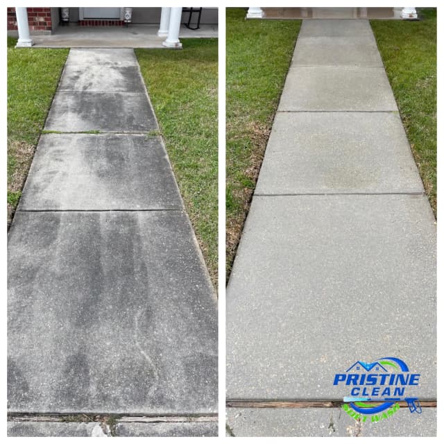 Third sidewalk before and after cleaning