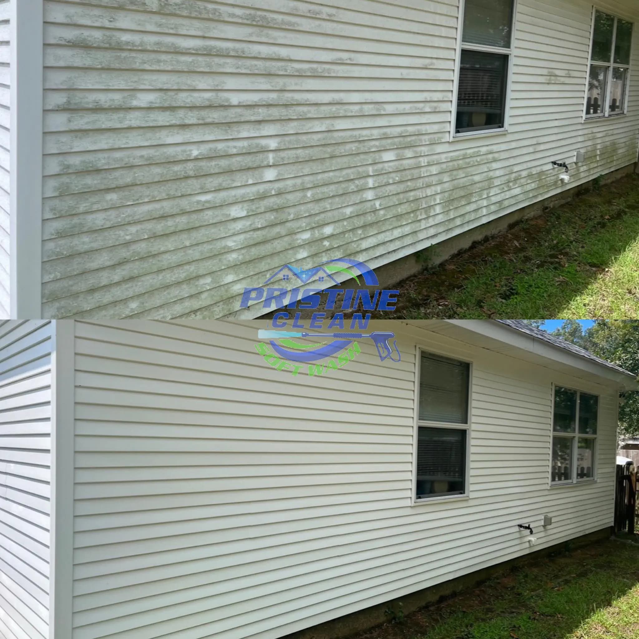 Before and after of siding cleaning