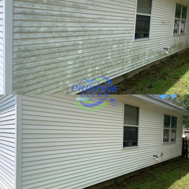 House siding before and after cleaning