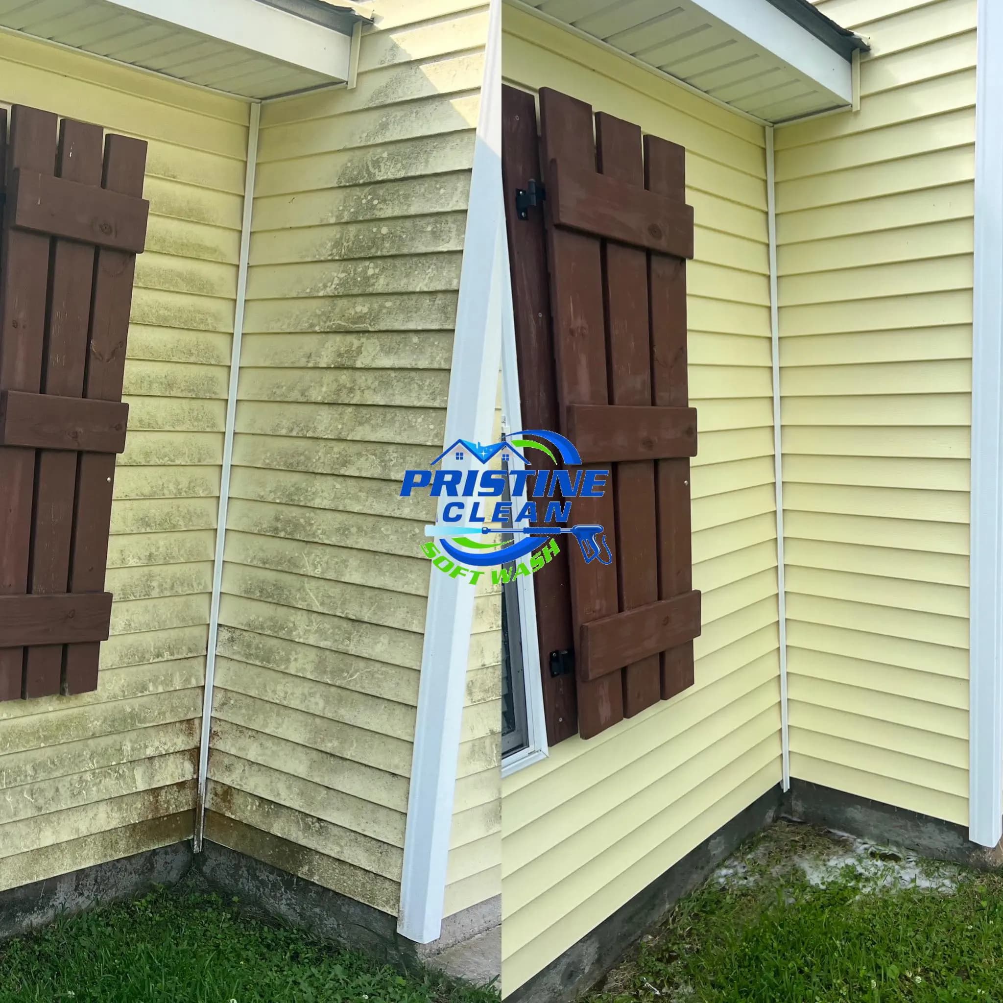 Before and after of siding cleaning