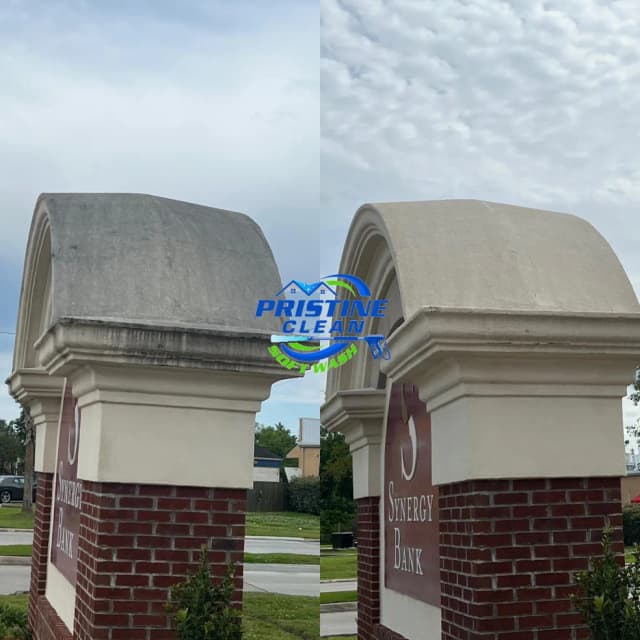 Commercial sign before and after cleaning